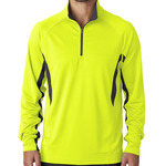 UltraClub® Adult Cool & Dry Color Block Dimple Mesh 1/4-Zip Pullover